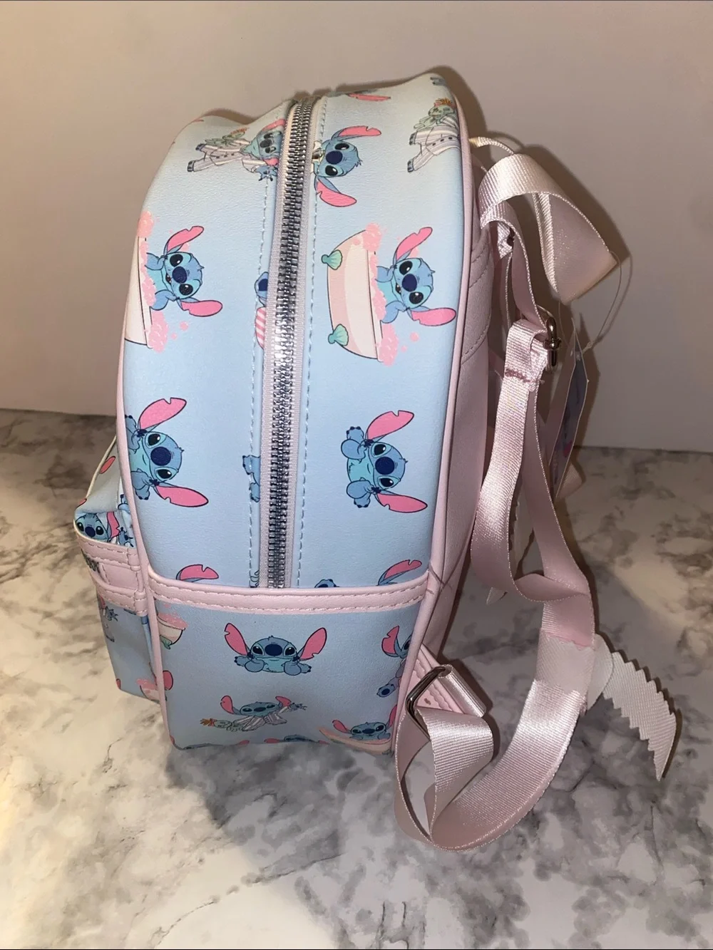 Claire's Blue & Pink Stitch Mini Backpack